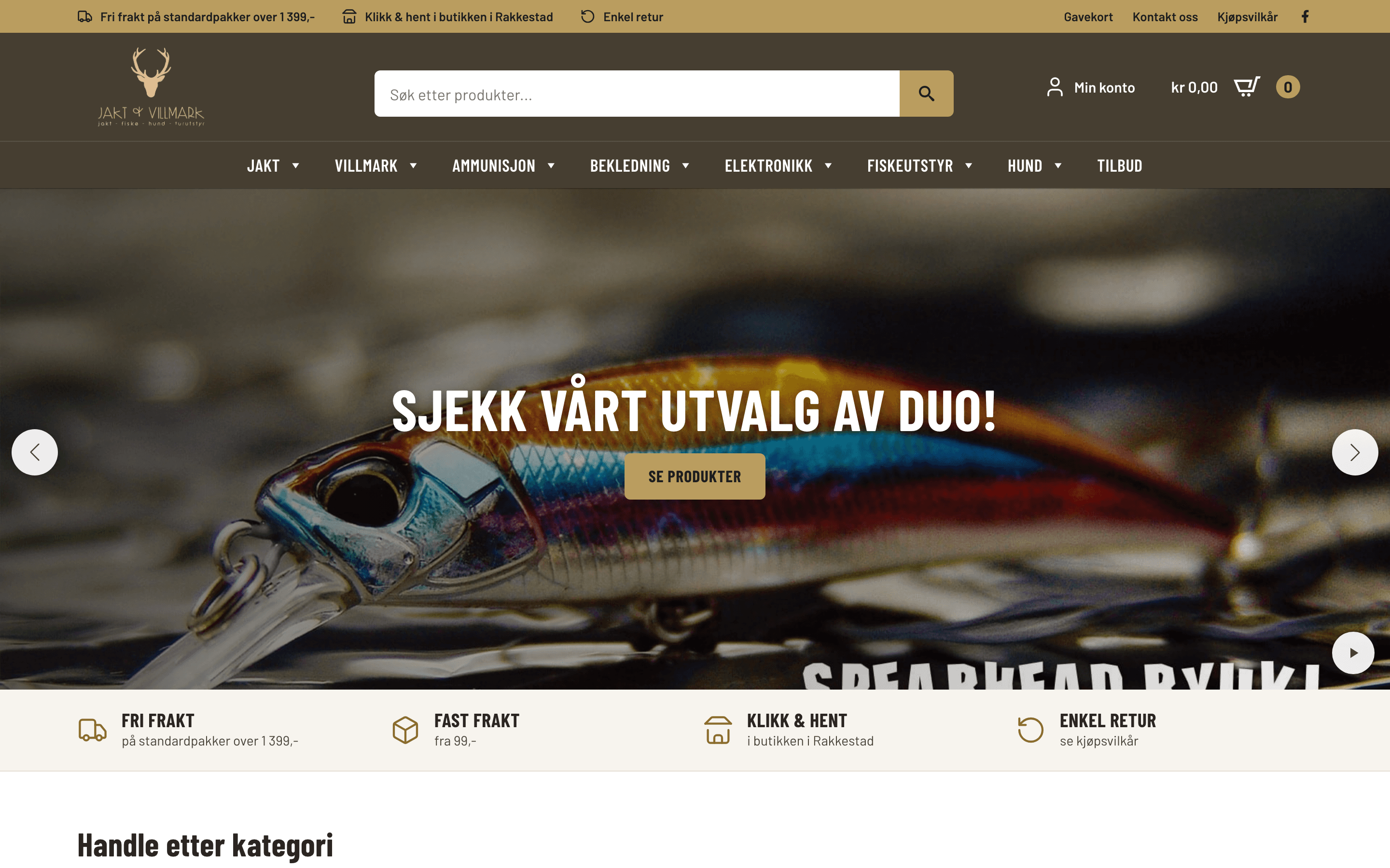 Skjermbilde av Jakt & Villmark sin nettside